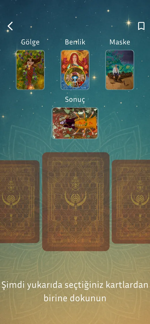 Gölge, Benlik, Maske ve Sonuç konumlarıyla 4 Kart Açılımı